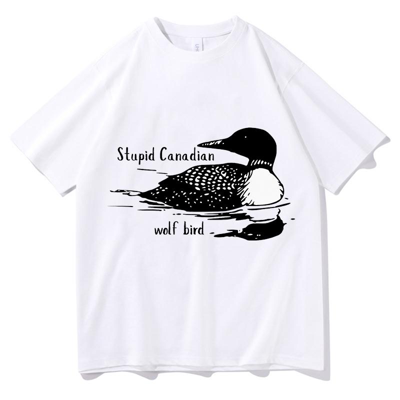 

Heated Rivalry Funny Meme Graphic T Shirts Unisex Women Stupid Canadian Wolf Bird T Shirts Women Casual Tshirt Streetwear Y2k Tops S