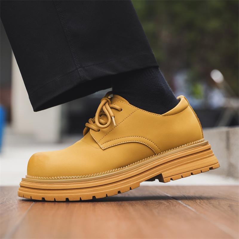 Módní ležérní derby pánské kožené boty Módní minimalistický designový styl Denní kancelář Venkovní obchodní večírek Boty se silnou podrážkou Bílá
