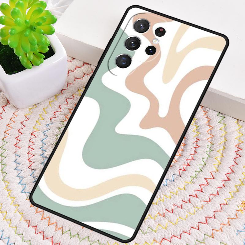 Liquid Swirl Abstract Beige Sage Green Phone Case For Samsung Galaxy Note 10 Pro S26 S25 S24 S23 S22 S21 Plus Ultra Cover