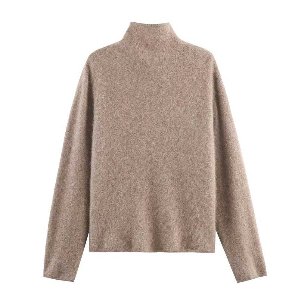 European & American Autumn/Winter Women's High-Neck Long-Sleeve Knit Sweater Coat