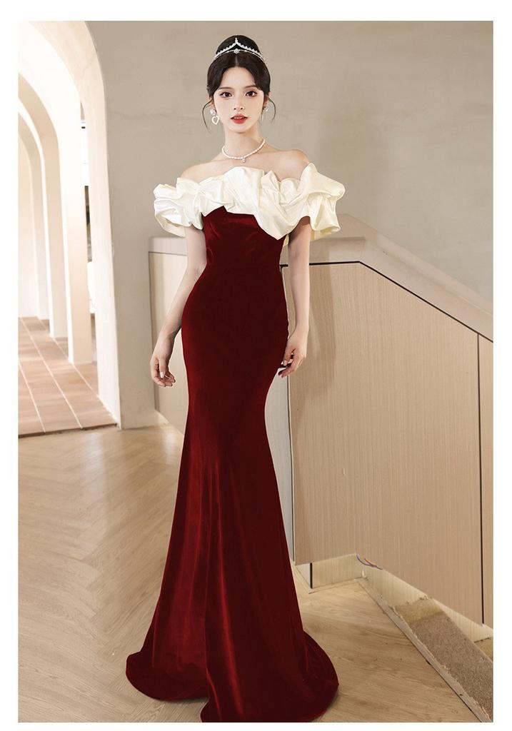 Elegant Black Evening Dress Annual Chorus Performance Host Dress Bridal Wedding Toast Dress Slim Slim Dress