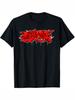 Red Urban Streetwear Graffiti T-Shirt - Hip-Hop Style with Graffiti Print, Short Sleeve Round Neck Casual Tee, Machine Washable for all-Season Fit for
