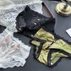 Women's Spring-summer Deep V Careful Machine Ice Screen Yarn Lace Edge Sexy Panties