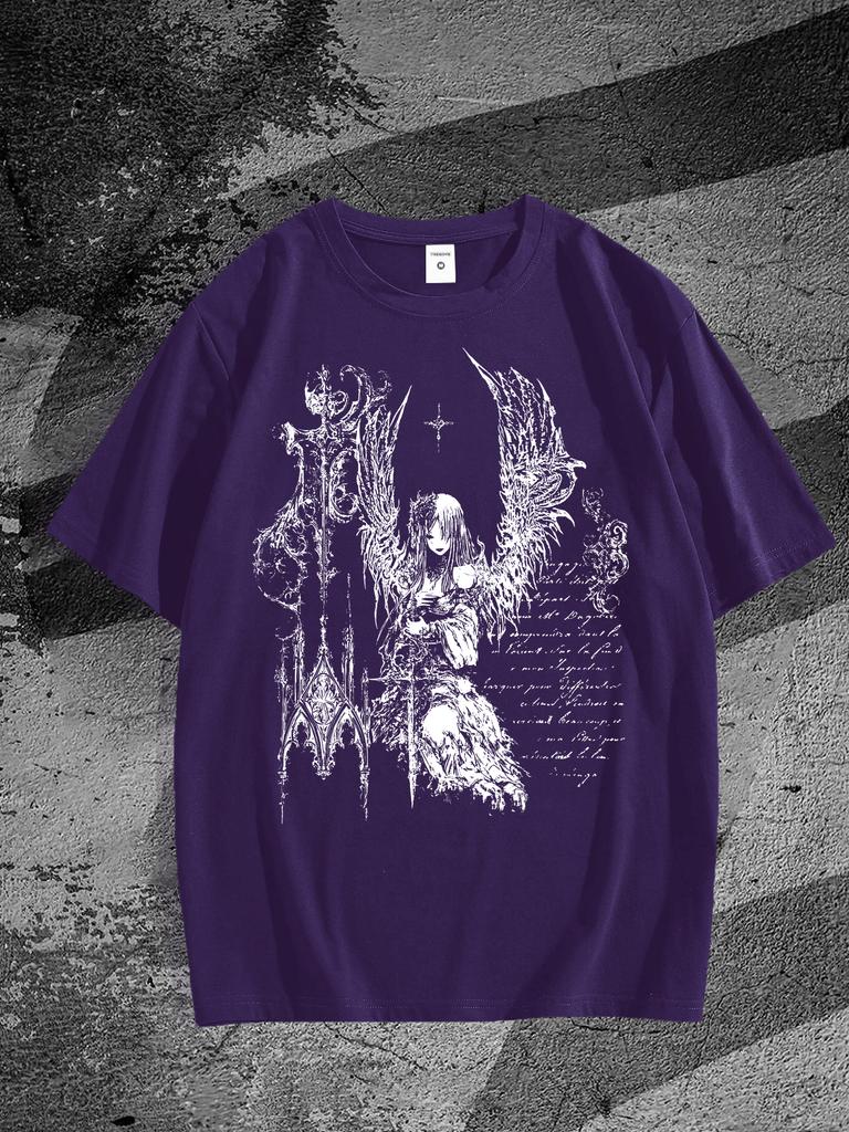 T-shirt da uomo grafica oversize a maniche corte Y2K Vintage Streetwear T-shirt Gothic Vestibilità estiva