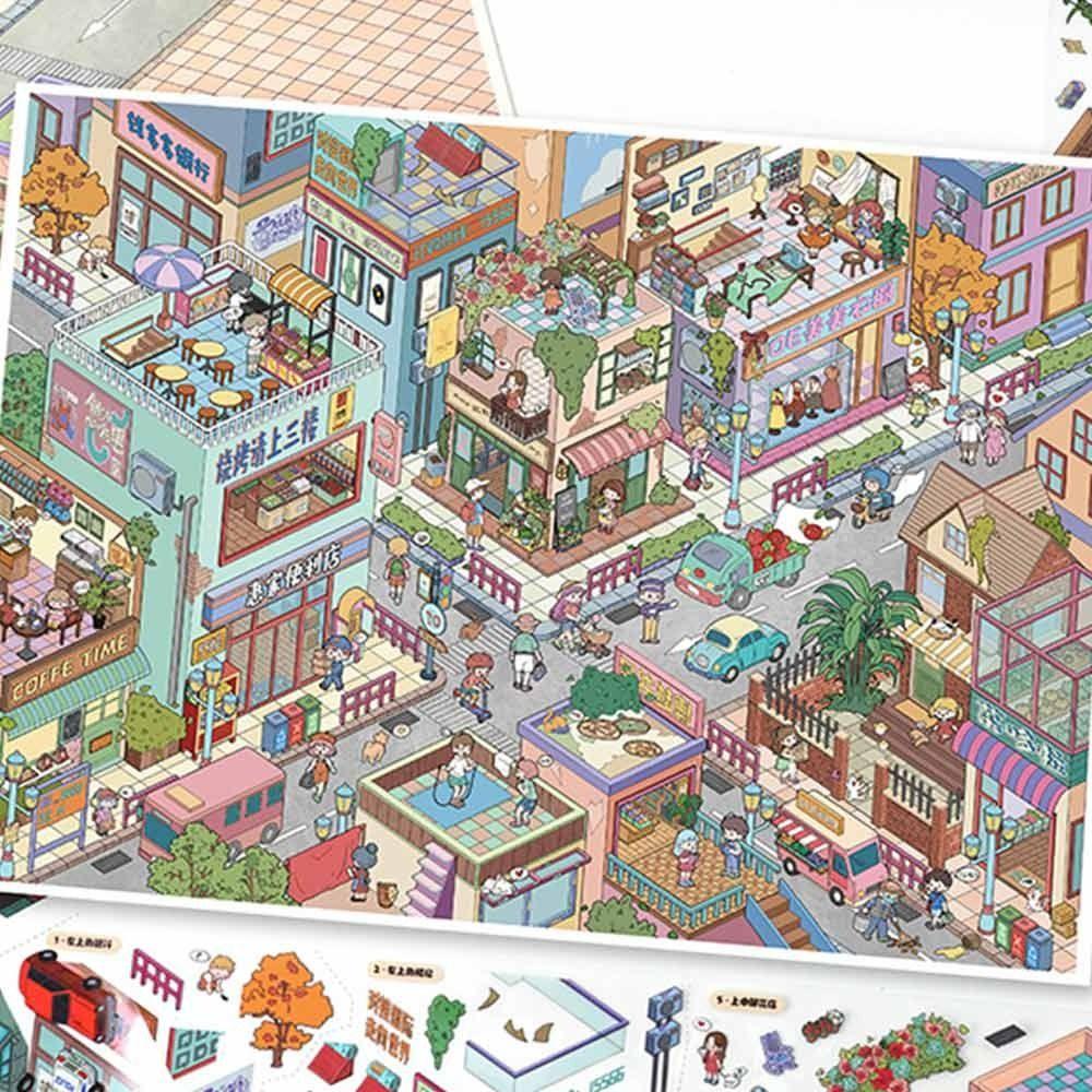 Special Economic Zone 3D City Sticker Kawaii Design DIY Pocket Scene  Festival Decoration