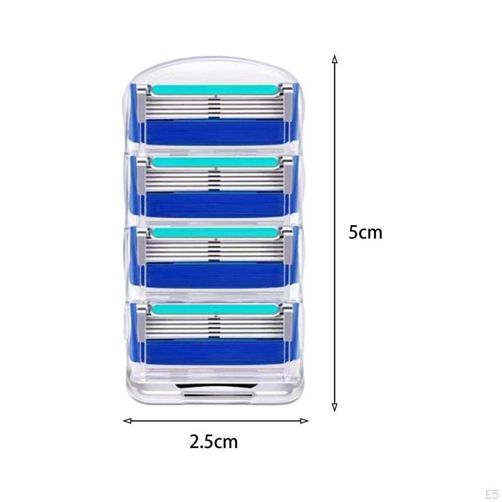 4 Pieces Stainless Steel Refillable Refill Shaver Cartridges, Blades Refills for Shave Beard