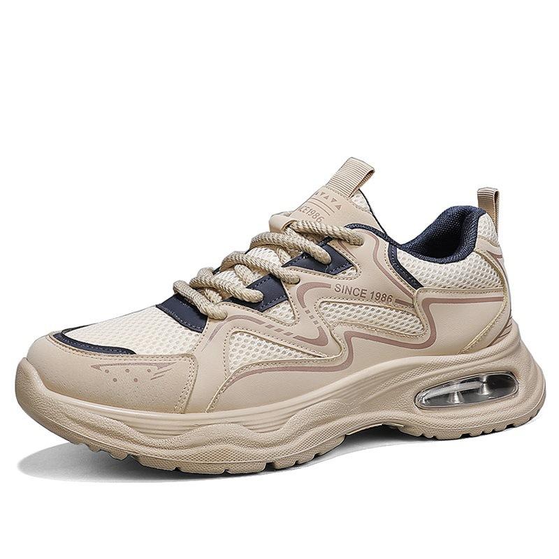 Herbst neue Papa Schuhe Leder mit Netzoberfläche atmungsaktiv dicke Sohle höhenverstellbar Sportschuhe Laufschuhe niedrig