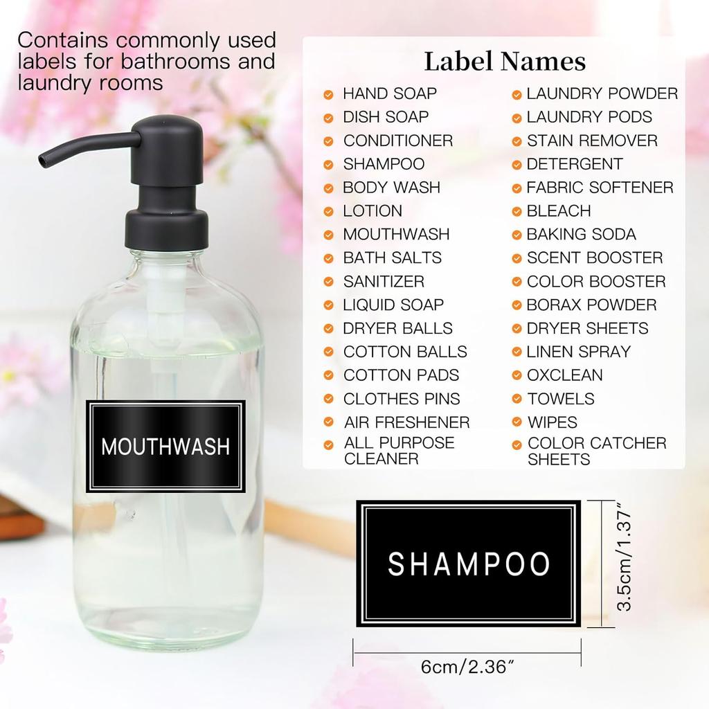 64 PCS Laundry Labels for Jars,Minimalist Laundry Room and Bathroom Label Stickers,Removable Waterproof Labels for Laundry Containers,Home Storage