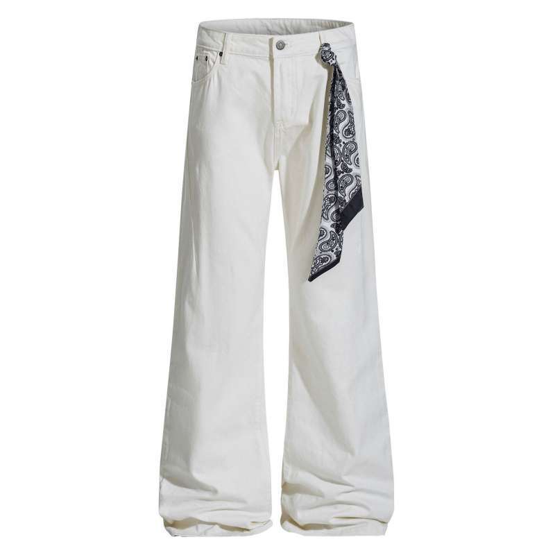 

Мужские узкие джинсы JYL Американский стиль Уличная мода Шарф Чистый крой Белые расклешенные джинсовые брюки S может зеленый