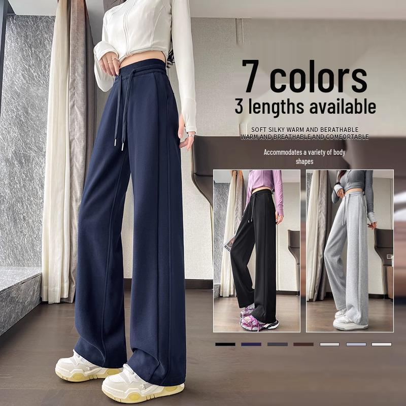 

Женские темно-синие флисовые спортивные штаны с высокой посадкой - 2024 Облегающие, Прямые, Повседневные широкие для осени/зимы XL