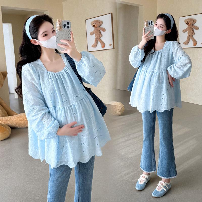 2026 Spring Korean Lace Embroidered Doll Shirt for Trendy Moms XXL