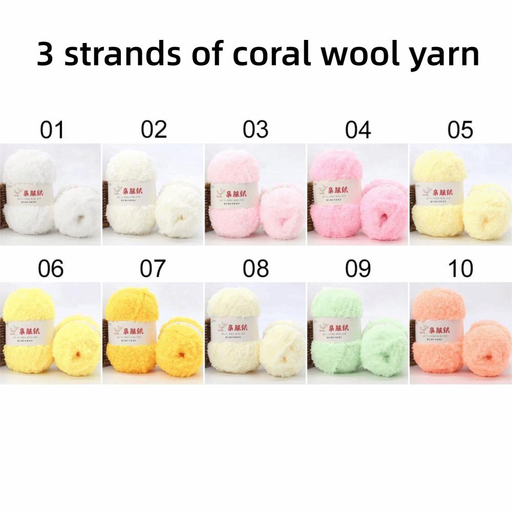 50g Set Coral Velvet Yarn 3 Strands Crochet Yarn Chenille Wool Chenille Yarn  Crochet DIY