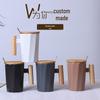 Nordische Keramiktasse mit Holzgriff - Ideal für das Büro, für Kaffee oder als Geschenk