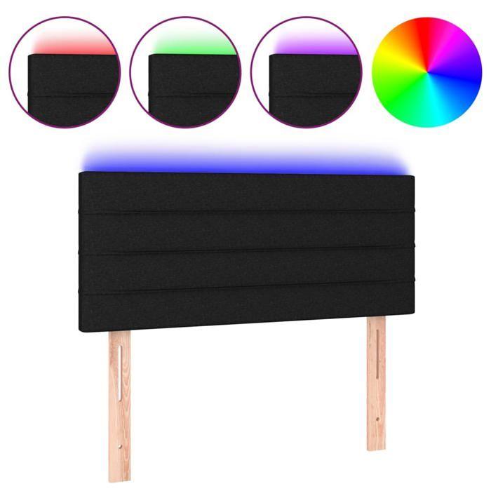 VidaXL Tête de Lit à LED Meuble de Chambre à Coucher Accessoire de Lit Simple Tête de Cadre de Lit Intérieur Noir 90x5x78/88 3121736
