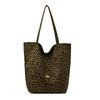 Korean Style Niche Leopard Print Canvas Bag for Women Spring Summer New Casual Lazy Style Single Shoulder Bag Large Capacity Com