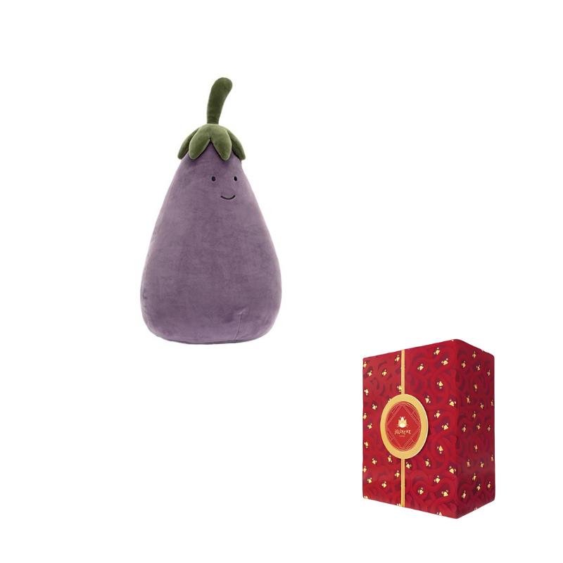 

JELLYCAT Fun Food Lively Eggplant Large Doll Plush Doll 40cm Tall Year of The Snake Box Limited Edition баклажани кольору