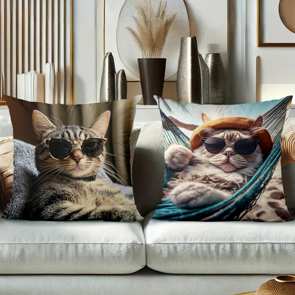 Cool Pets Print Square Pillow Covers Pattern Cushion Cover Suitable for Sofa Bedroom Car Pillow Cover