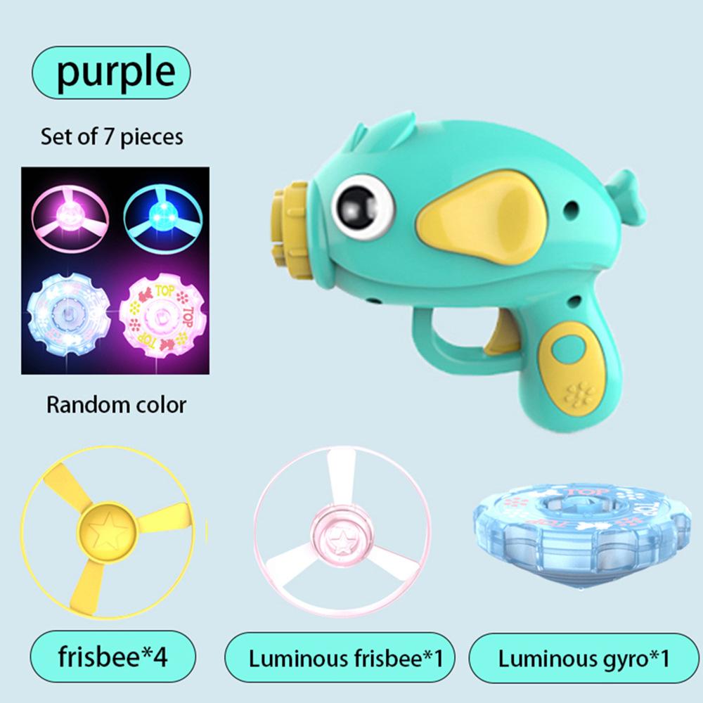 Children Saucer Launcher Pistol Outdoor Spinning Top Toys Flying Disc Bamboo Dragonfly Ejection Luminous Gyroscope Gun