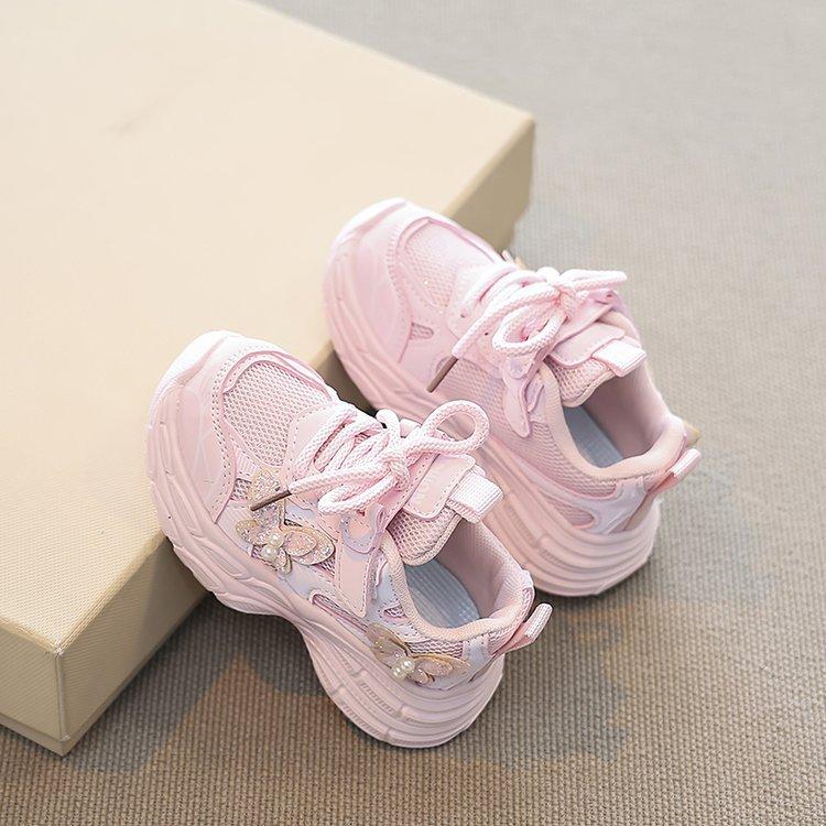 

Спортивная обувь для девочек 2025 весна новинка сетчатая дышащая детская обувь для среднего и старшего возраста кроссовки для бега для девочек весна-осень 30 розовый