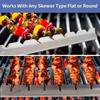 BBQ Skewer Rack Stainless Steel Barbecue Grill Stand Holder for 2 Skewers Non-Touch Elevated Design Heat Resistant Durable