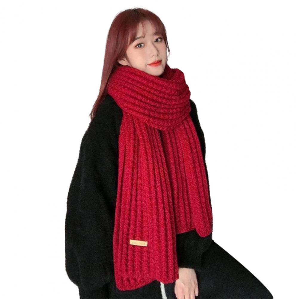 Winter Karm Knitted Scarf Thickened Elastic Windproof Stay Warm Shawl Anti-shrink Outdoor Scarf for Women Men Korean Style Christmas Gifts Unisex