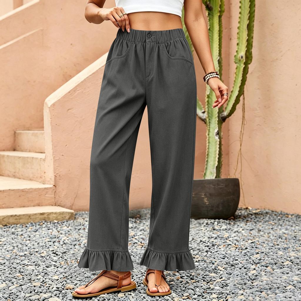 Women's Color Drawstring Yoga Pants with Pockets Loose Fit for Gym and Casual Wear