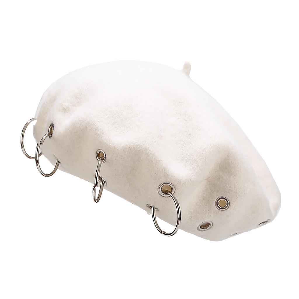 Cappello berretto da pittore vintage con anello in ferro massiccio da donna alla moda