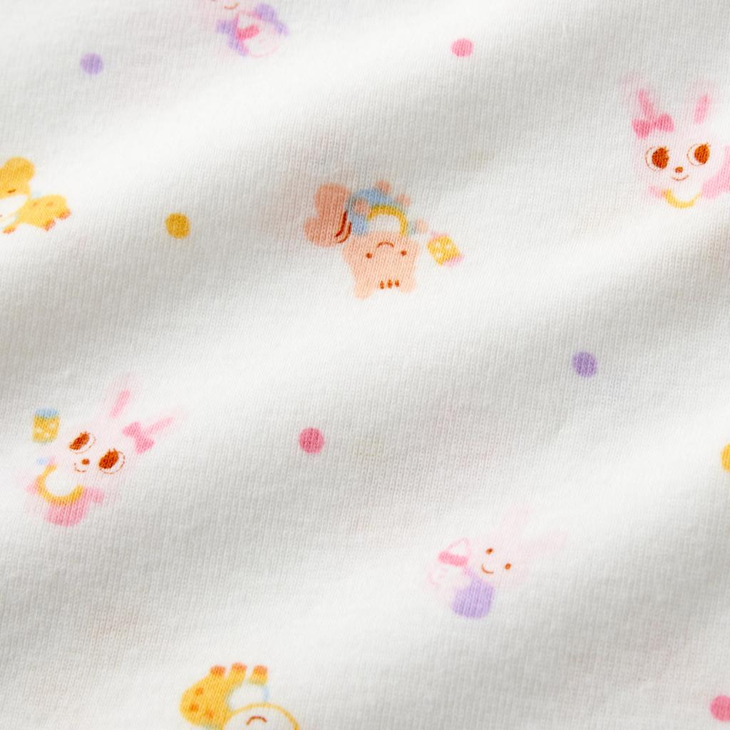 MIKI HOUSE Long Sleeve Baby Undershirt, All-Over Print, 100% Cotton, Made In Japan, for Boys and Girls, Newborns, 70cm, Yellow, Size 40-1525-140