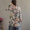 Fashion Women Long Sleeved Shirt Floral Printed Cotton Linen Loose Slimming Retro Artistic Hong Kong Style Trendy Collar Spring Autumn