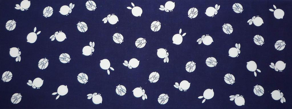 Todaya Shoten Tenugui Round Rabbit 882 Niwa-zome (Hand Towel)