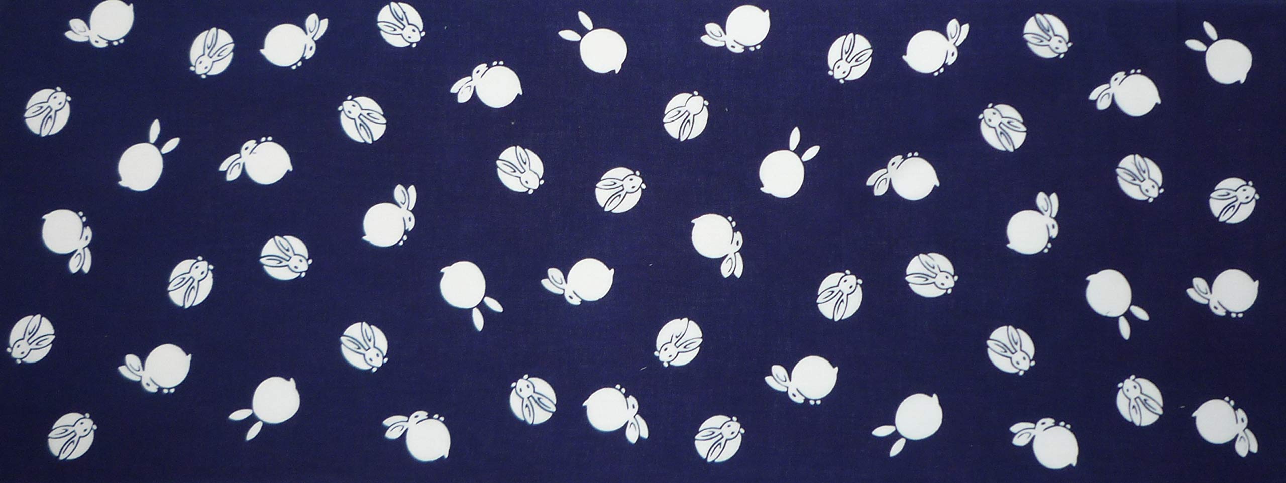 

Todaya Shoten Tenugui Round Rabbit 882 Niwa-zome (Hand Towel)