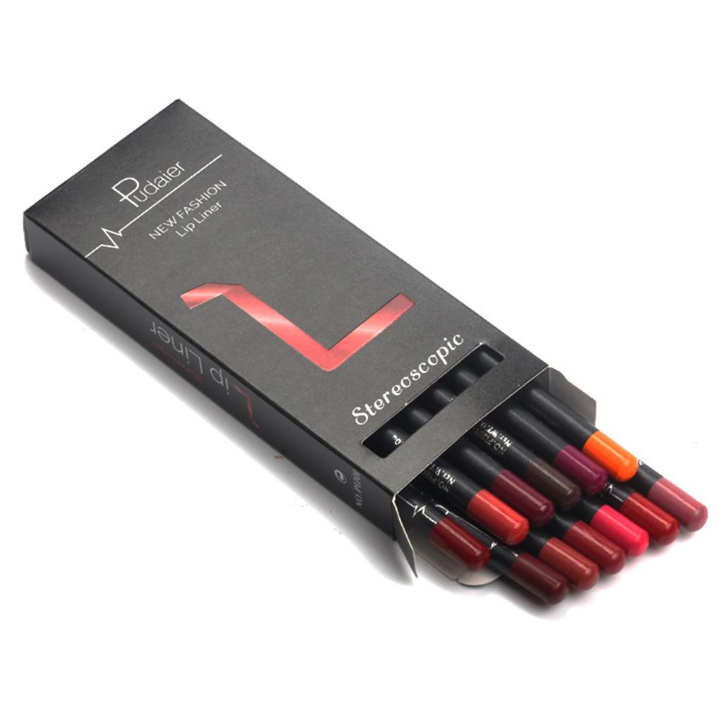 12 Colors Lip Pencil Set Waterproof Long-lasting Lip Liner Matt Lipstick Pen