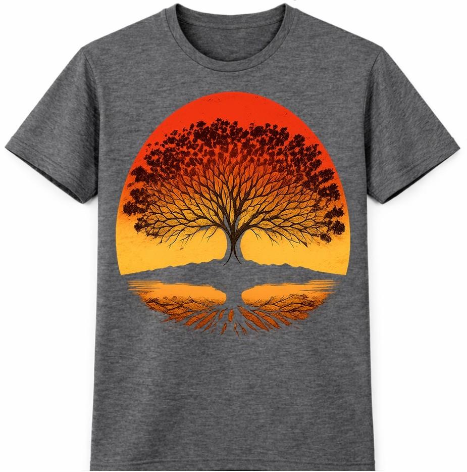 Tree of Life T Shirt Sunset Spiritual Nature Silhouette Graphic Tee Top
