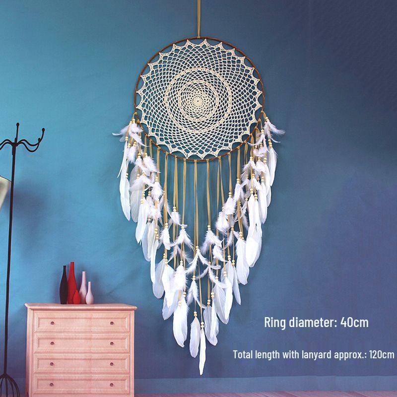Handmade Indian Dream Catcher Feather Wind Chime - Creative Wall Hanging for Bedroom or Homestay Decoration
