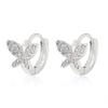 S925 Sterling Silver Butterfly Zircon Hoop Earrings - Fashionable and Versatile for Women