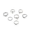 Ring Set, Personalized Retro V-Shaped Flower Point Diamond 7-Piece Set Ring.