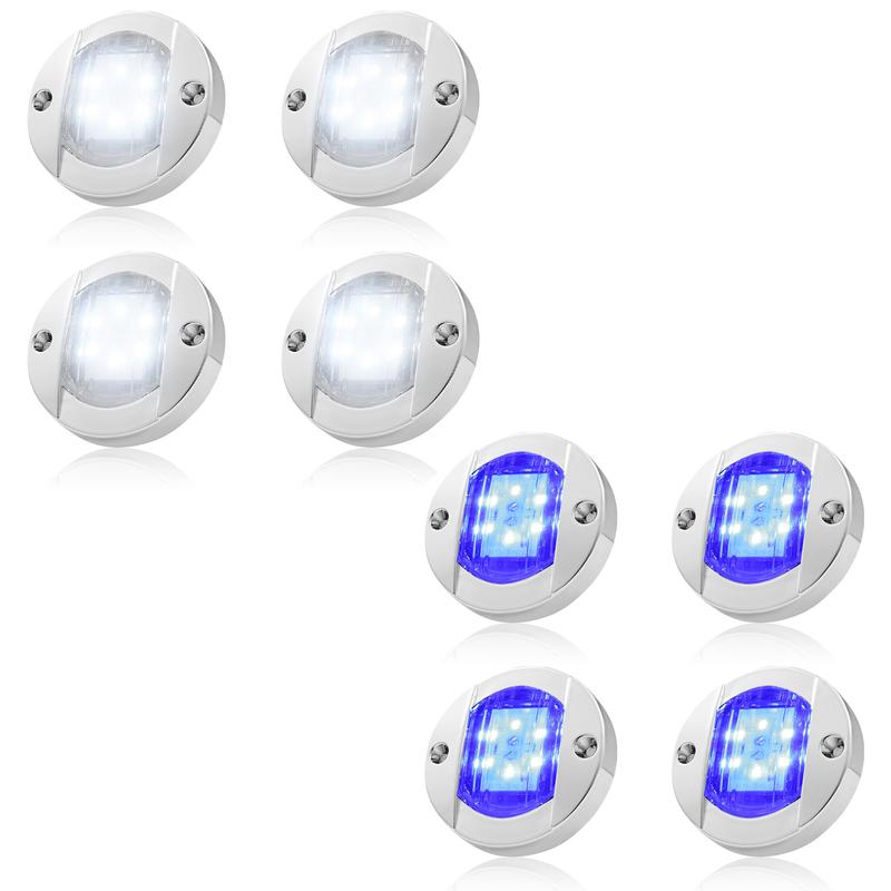4Pcs 12V LED Marine Boat Interior Light Courtesy Light Cabin Deck Walkway Stern Light  for Camper Van Caravan Motorhome Boat RV