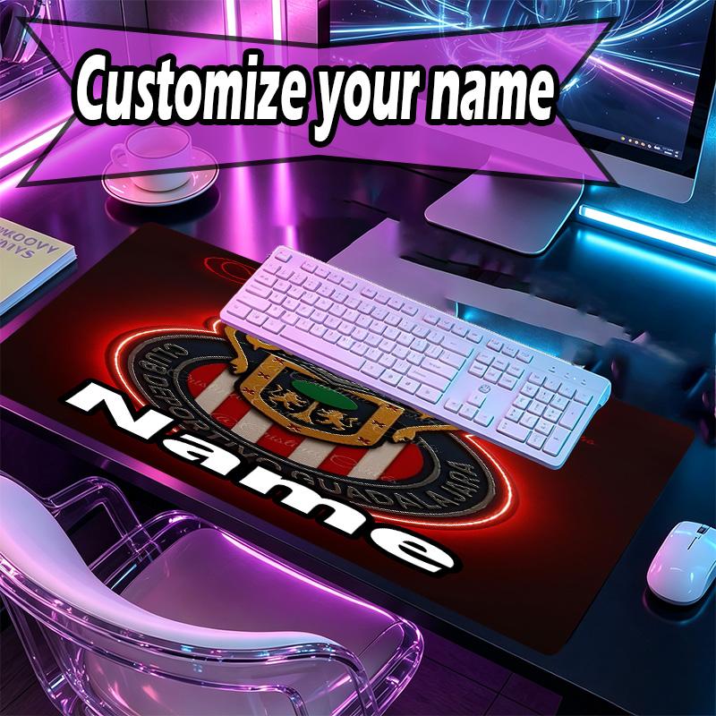 Custom Name Personalized Club Deportivo Guadalajara Pattern Mousepad, Laptop PC Desk Mat, Decorative Desk Mat for Home Keyboard Pad Gift
