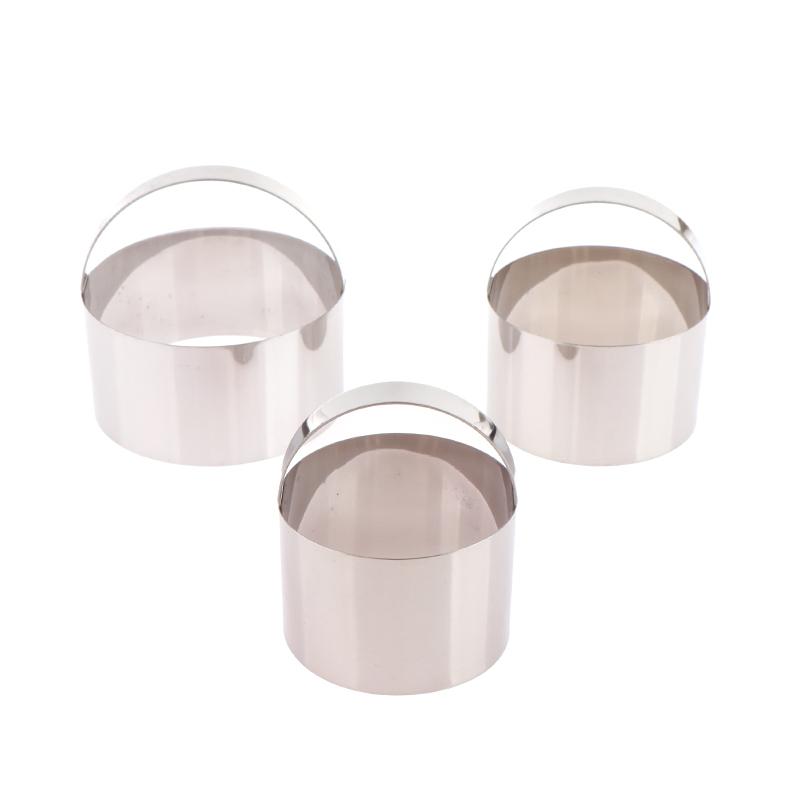 3Pcs/Set Round Biscuit Cutter With Handle DIY Stainless Steel Round Circle Doughnut Cutter Baking Molds 3 Size Baking Tool