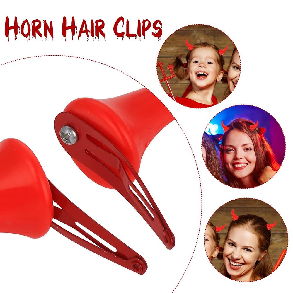 1 Pair Red Devil Horns Hair Clips Small Vampire Hairpin for Cosplay Halloween