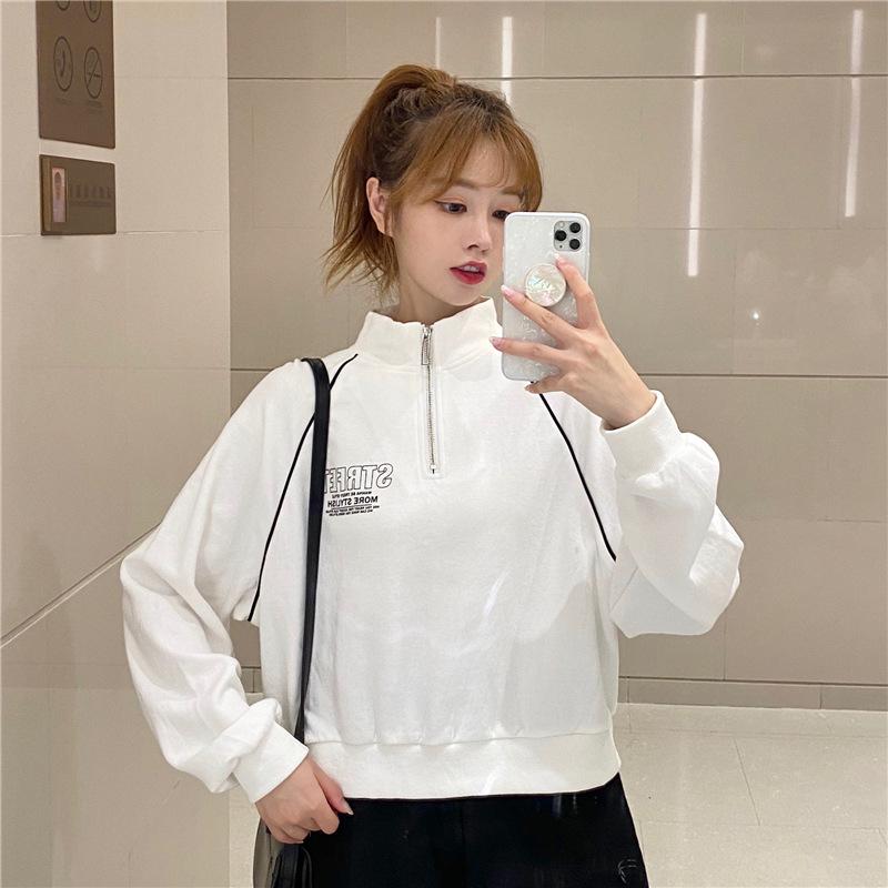 Women's Stand Collar Zipper Sweatshirt - 2022 Autumn/Winter Streetwear Pullover, Korean Style Loose Jacket