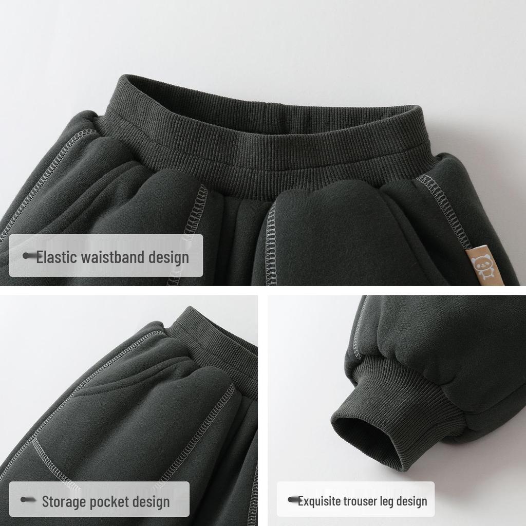 Kaka Panda Kids' Winter Sports Pants - Thick, Warm Cotton for Boys & Girls