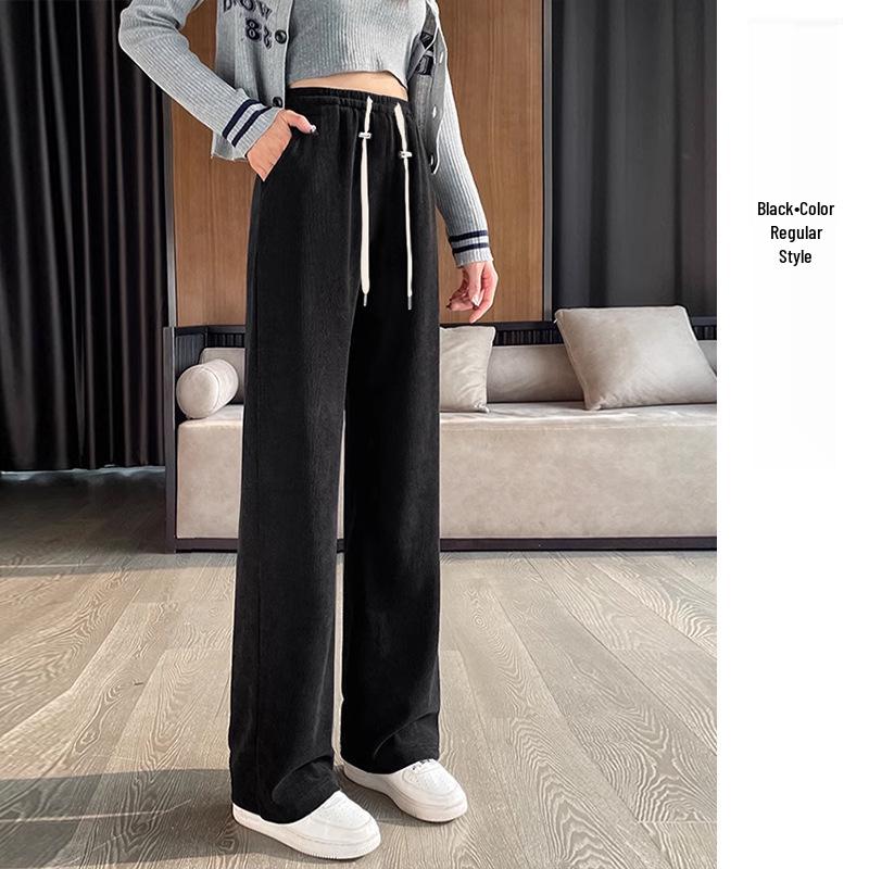 2026 Spring/Autumn Maternity Wide Leg Drawstring Pants - Plus Velvet Narrow Board Petite Straight Leg for Autumn/Winter L