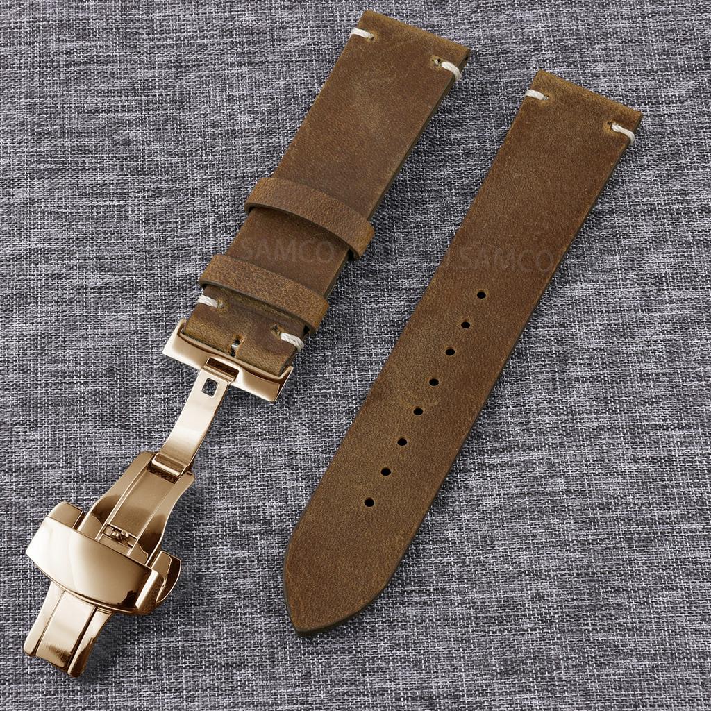 Genuine Leather Watch Bands , Vintage Top Grain Leather Watch Straps 18mm, 19mm, 20mm, 21mm, 22mm, 24mm for Seiko Citizen Orient