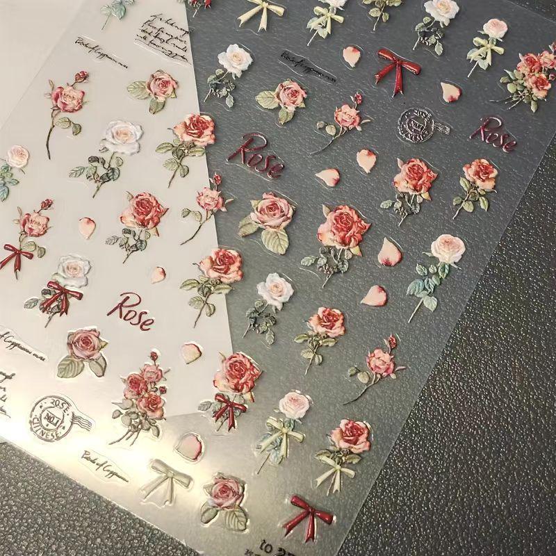 Cute 3D Floral Nail Art Stickers - Trendy Collection красные розы