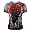 Camiseta de hombre de cuello redondo Estampado 3D de Samurái Japonés Manga Corta Casual Retro Camiseta Ropa Vintage para Hombre