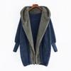 New Women's Color Blocked Double-sided Velvet Hooded Loose Cardigan Jacket