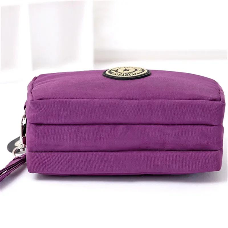 New Washed Denim Women's Three Zipper Coin Purse,Makeup Bag,Phone Bag,Hand-Held Portable Bag