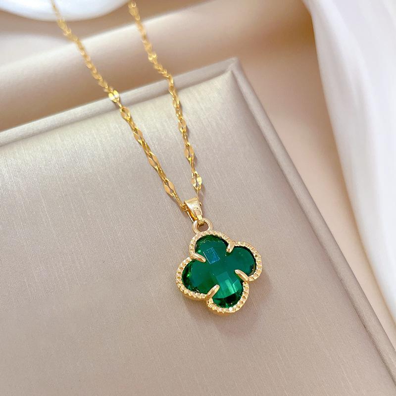

Light Luxury Micro-Inlaid Real Gold Flower Minimalist Necklace Women S New Collarbone Chain Light Luxury Niche Design Sense