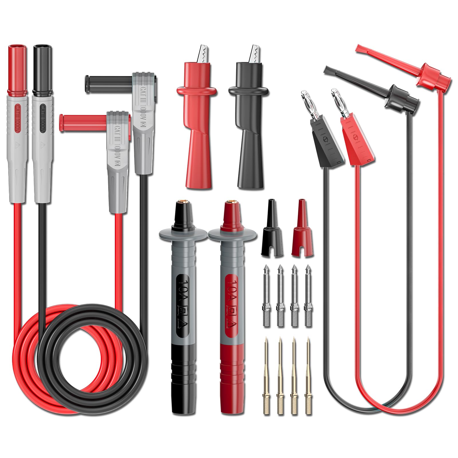 

Cleqee 18pcs Multimeter Test Lead Kit with Alligator Clip, Banana Plunger, Mini Grabber Test